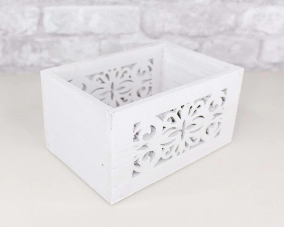 White Wood Planter w/ Design Cutout (Multiple Sizes) - Image 5