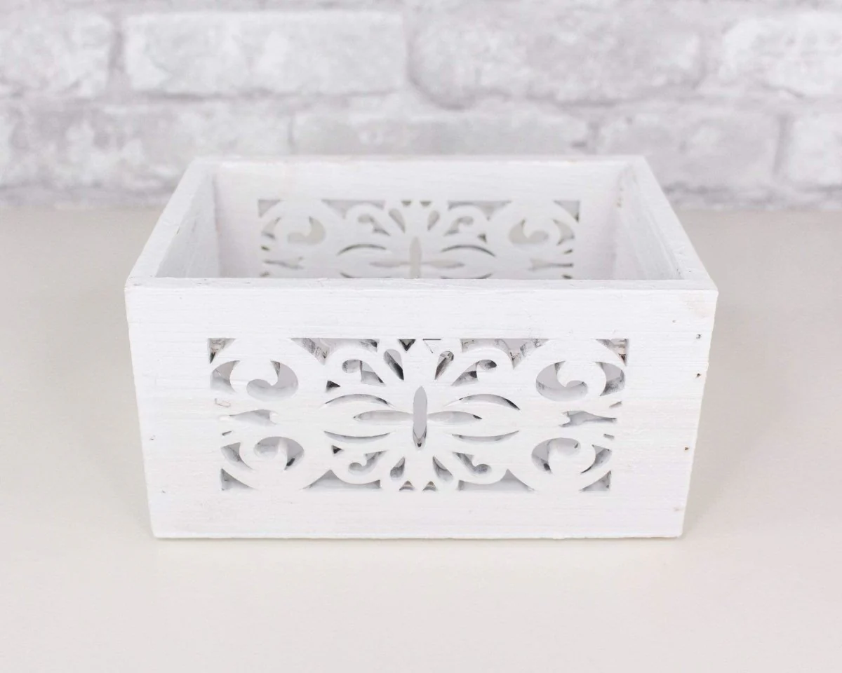 White Wood Planter w/ Design Cutout (Multiple Sizes) - Image 6