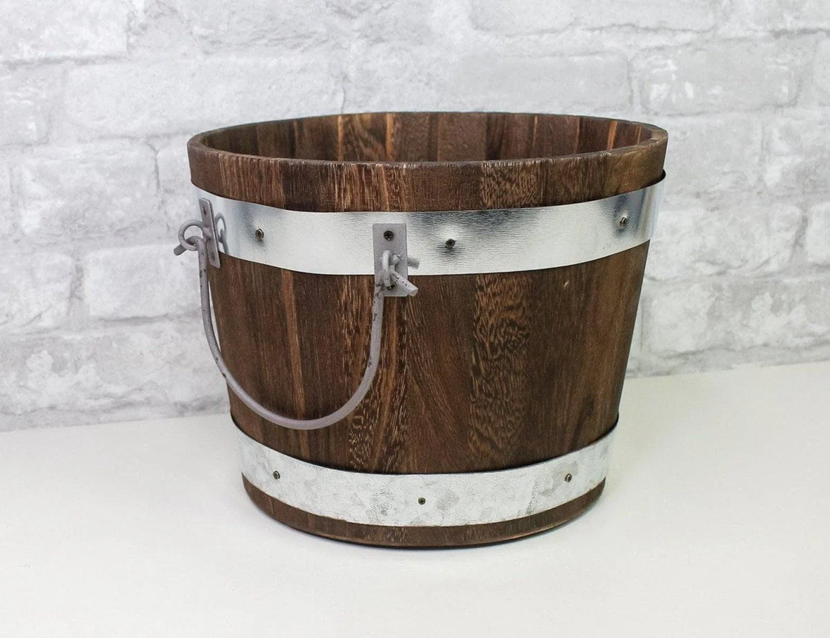 Wood Barrel Planter - Image 2