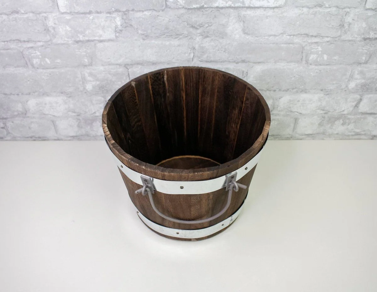 Wood Barrel Planter - Image 4